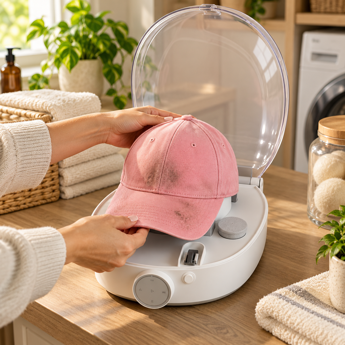 🧢 Automatic Hat Washer ✨ Gentle Cap Cleaning & High-Temperature Sanitizing Machine
