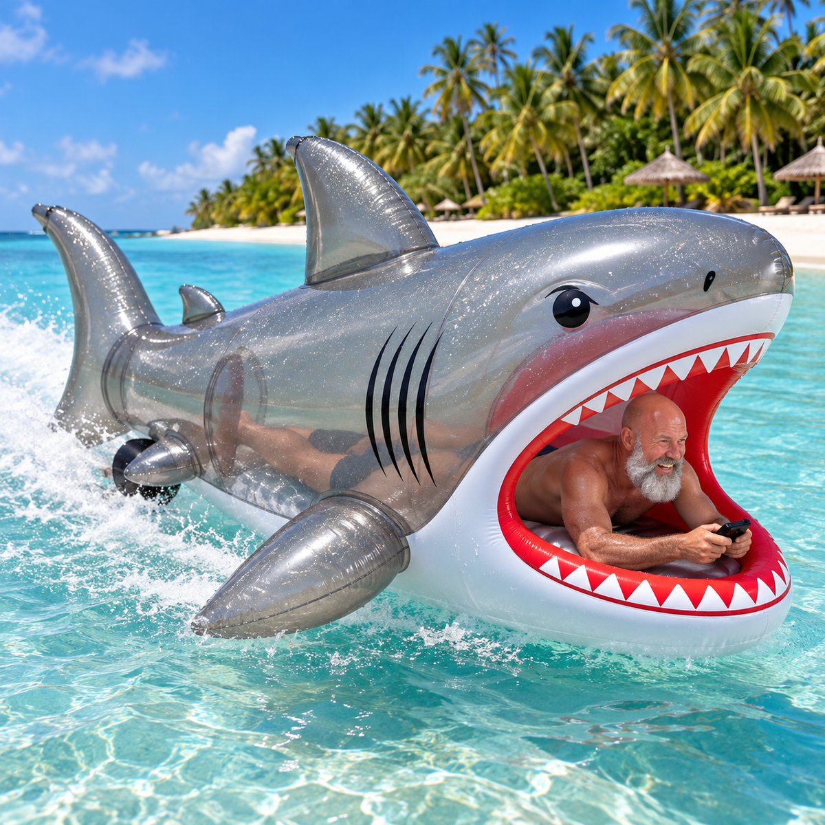 🦈🌊 Remote-Controlled Ride-In Shark Watercraft – Giant Inflatable Shark with Electric Propulsion & Wireless Control 🎮