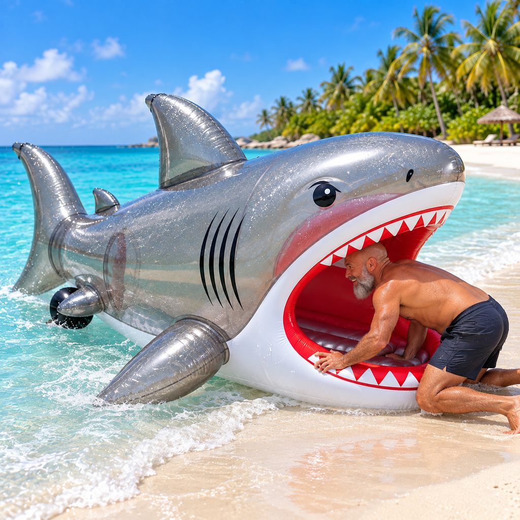 🦈🌊 Remote-Controlled Ride-In Shark Watercraft – Giant Inflatable Shark with Electric Propulsion & Wireless Control 🎮