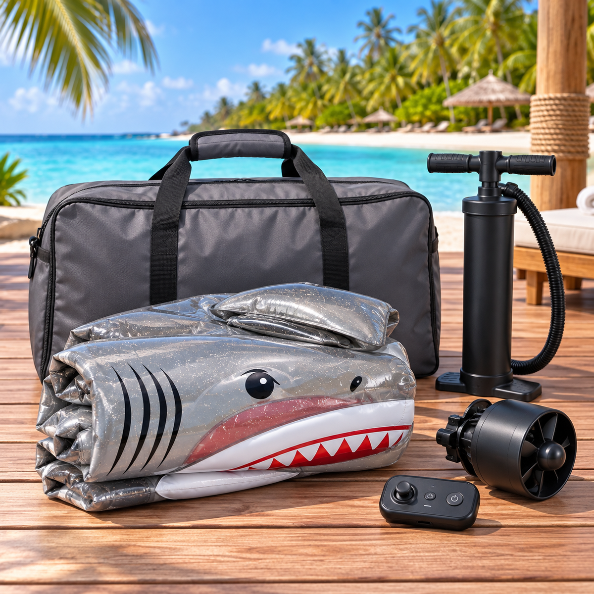 🦈🌊 Remote-Controlled Ride-In Shark Watercraft – Giant Inflatable Shark with Electric Propulsion & Wireless Control 🎮