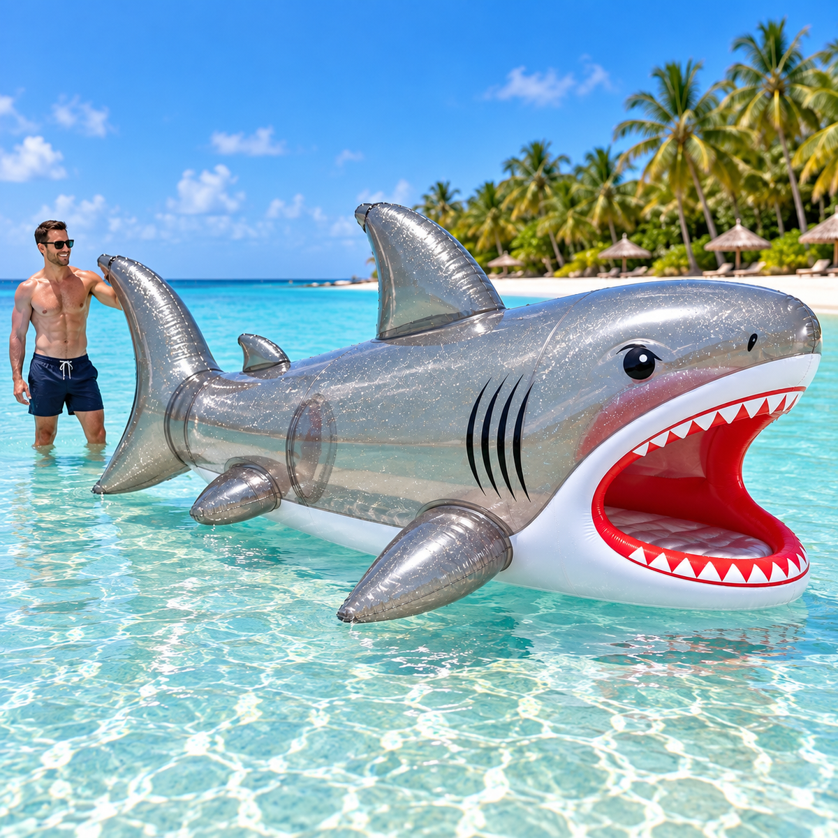 🦈🌊 Remote-Controlled Ride-In Shark Watercraft – Giant Inflatable Shark with Electric Propulsion & Wireless Control 🎮