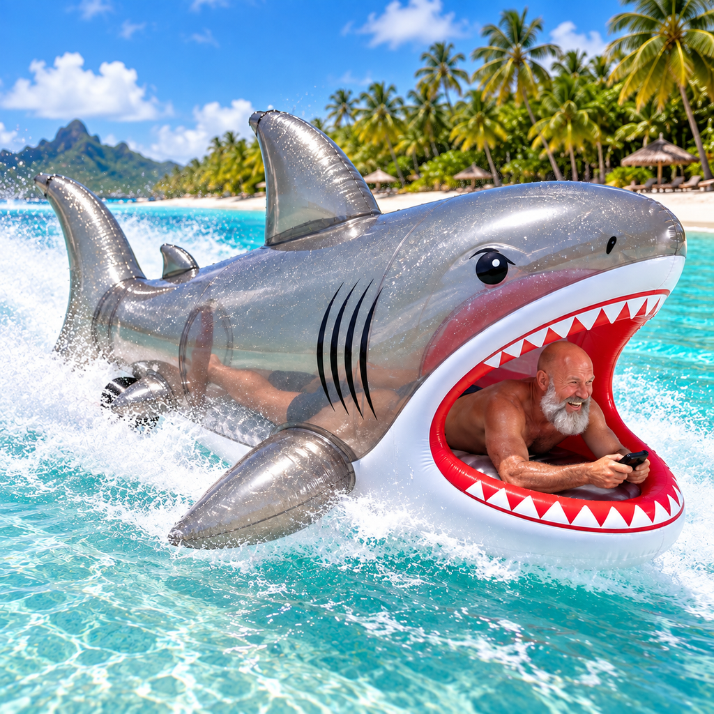 🦈🌊 Remote-Controlled Ride-In Shark Watercraft – Giant Inflatable Shark with Electric Propulsion & Wireless Control 🎮