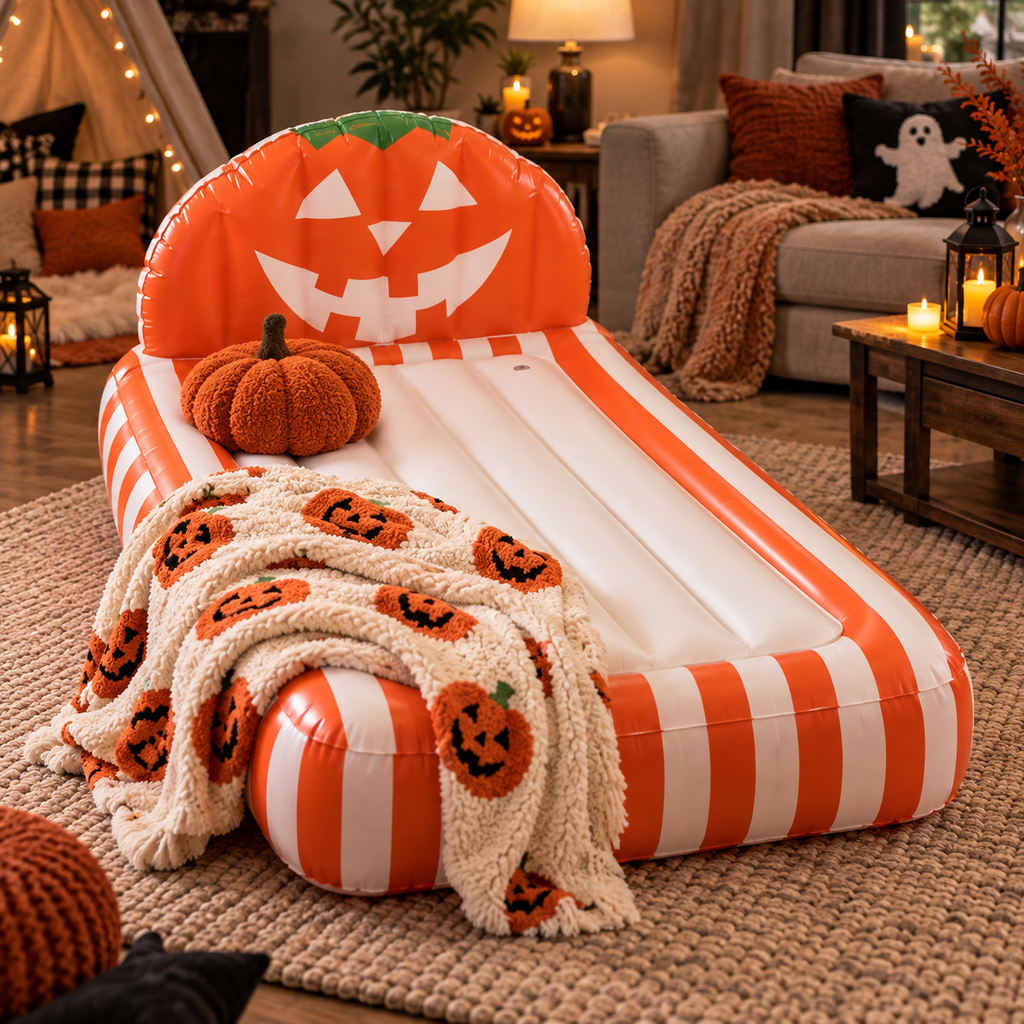 🎃🛏️ 2-Pack Halloween Inflatable Kids Air Mattress Set – Pumpkin & Mummy Beds + FREE Giant Mummy Decor 👻