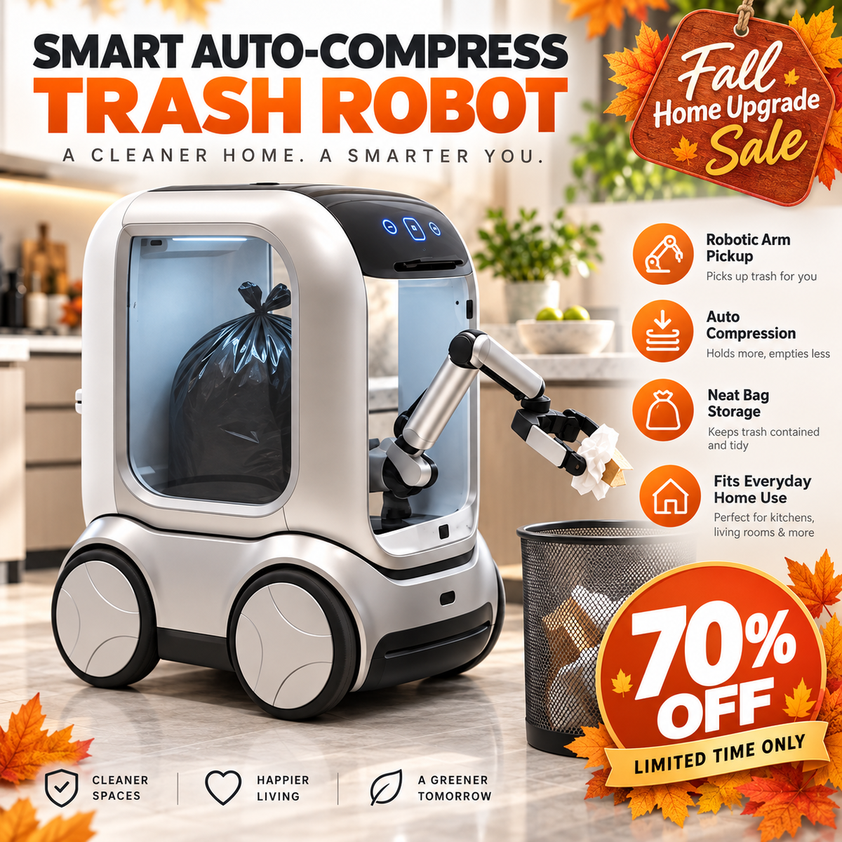 🤖🦾 Smart Auto-Compress Trash Robot – AI Robotic Arm Pickup, Automatic Waste Collection & Compression 🗑️✨