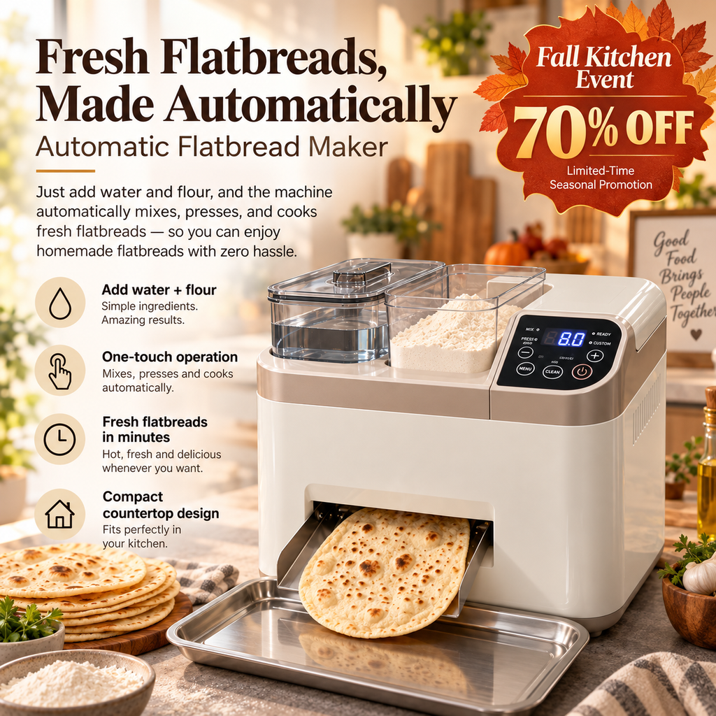 🍞 Smart Automatic Flatbread Maker 🥙 Just Add Flour & Water for Fresh Homemade