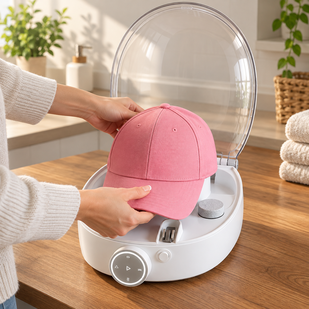 🧢 Automatic Hat Washer ✨ Gentle Cap Cleaning & High-Temperature Sanitizing Machine